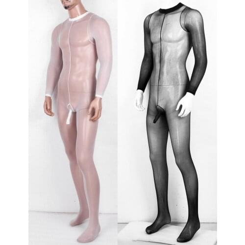 Sissy Men Penis Sheath See Through Body Stockings Full Body Ultra-Thin Transparent Bodystocking Gay Fetish Lingerie