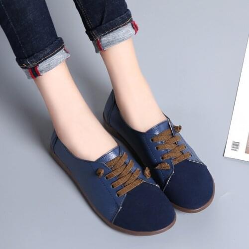 Fashion Womens Shoes, Casual All-match Leather Soft-soled Flat Womens Shoes, Low-top Womens Trendy Shoes