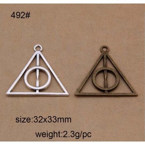 20 Pcs/lot Vintage Triangle Charms Triangle Deathly Hallows Wizzar Charms DIY Findings 32x33mm