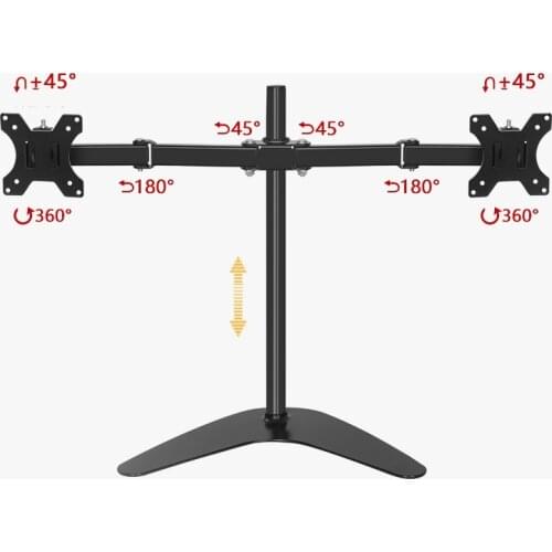 XDZ30 14"-24" Height Adjustable 8kg Metal Base Monitor Desktop Stand Double Screen Mount Holder Arm Computer Bracket