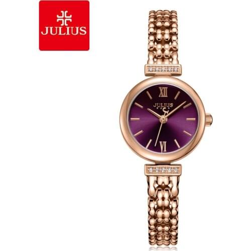 Julius Jewelry Watch Ladies Slim Purple Antique Relogio With Crystal Bracelet Band Watch Fashion Womens Reloj Mujer JA-1139