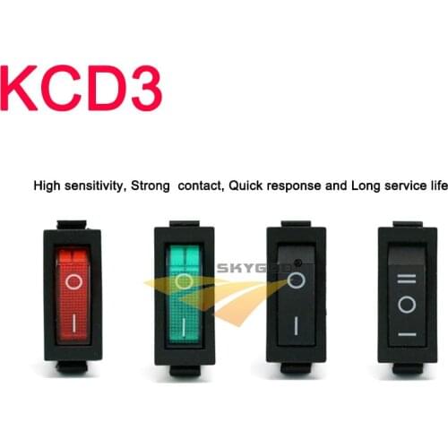 KCD3 Rocker Switch ON-OFF 2/3 Position 3 Pin Electrical equipment With Light Power Switch 16A 250V / 20A 125VAC , 35x31x14mm