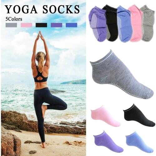 1 Pair Yoga Socks Anti Slip Silicone Gym Pilates Ballet Socks Fitness Sport Socks Women Cotton Breathable Fitness Sport Socks