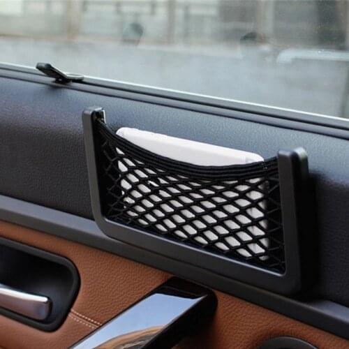 1Pcs Car Organizer Storage Bag Auto Paste Net Pocket Phone Holder Car Accessories 20*8CM 8*15CM Universal