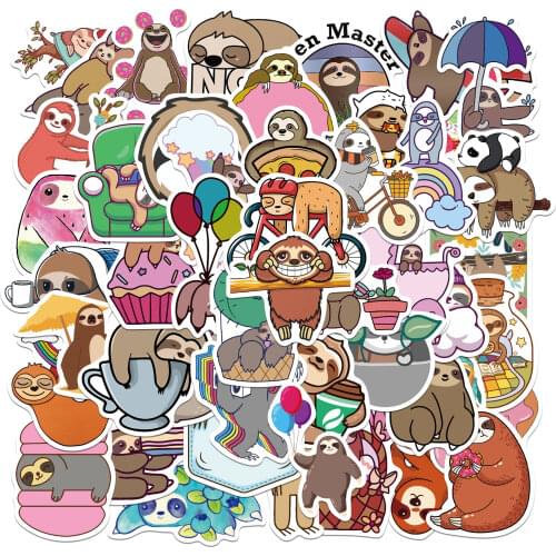 10/50PCS Cute Lazy Sloths Waterproof Stickers Scrapbooking DIY Journaling Diary Stationery Stickers Travel Luggage Sticker