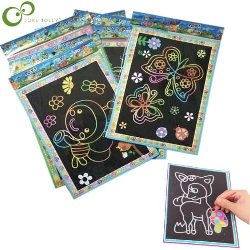 10pcs Child Kids Magic Scratch Art Doodle Pad Painting Card Educational Game Toys Early Learning Drawing Toys GYH