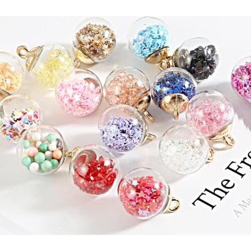 10pcs/lot Colorful Transparent Glass Ball Star Charms Pendant for Hair Jewelry Accessories Earring Charms Finding DIY Gift Craft