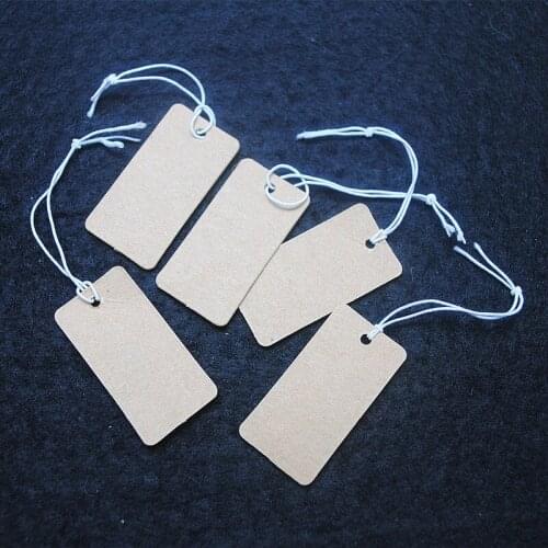 1000pcs brown paper tags jewelry label paper size 35x18mm top fashion items tags handing with eslastic rubber with best wholesal