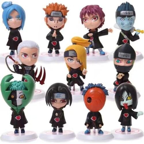 11pcs/set Children Dolls Japanese Anime Akatsuki 2.6'' Figure Toys Model Action Figure Birthday Gifts