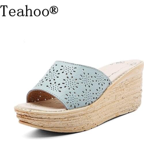 Summer 2017 Woman Shoes Platform Sandals Slippers Wedge Beach Sandals Shoes Female High Heel Slippers For Women Flip-Flop Slides