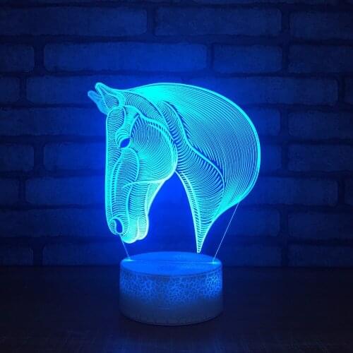 3D Horse 7 Color Change LED Desk Table Lamp Mood Kid Sleep Lighting Children Bedroom Decor Light New Year Christmas Gift