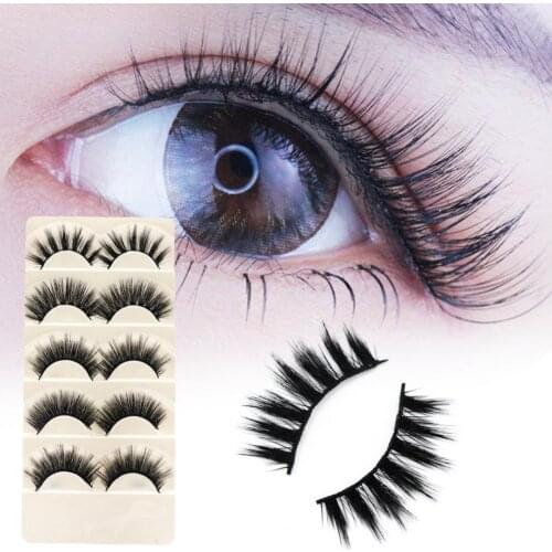 5Pairs Female False Eyelashes Handmade Thick Long Reusable Fiber Makeup Extensions Eye Lashes 807/M14/C3/DC012/W10