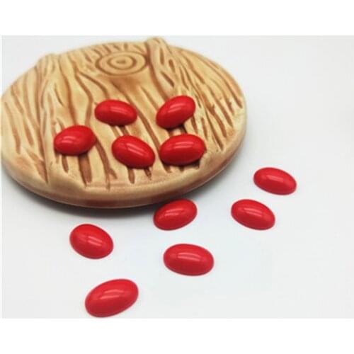 50pcs/lot Oval Shape Flatback Faux Red Agate Cabochon 10x14 13x18mm Resin Cameo Beads for DIY Jewelry Making Findings Supplier
