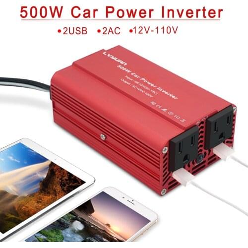 500W Car Mini Inverter DC 12V to AC 110V 60HZ Portable Charger Adapter Converter Auto Cigarette Lighter Inverter US Socket