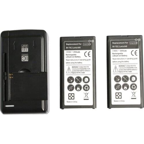 Ciszean 2x 3500mAh BV-T5C 3.8VDC Replacement Phone Battery + Universal USB Wall Charger For Nokia Microsoft Lumia 640 RM-1073