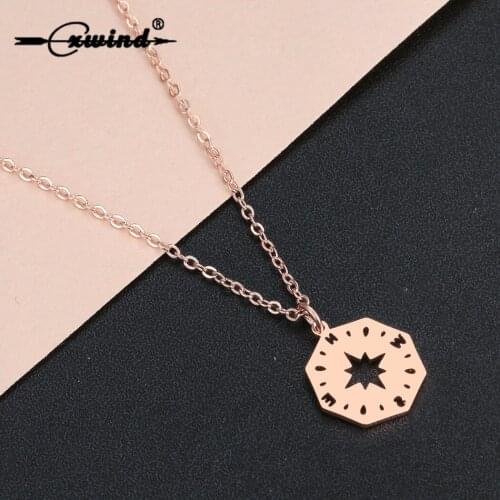 Cxwind Stainless Steel Star Cross Necklaces For Women Lovers Geometric Compass Pendants Handmade Necklace Chain Jewelry