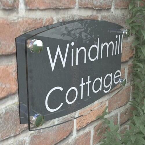 Custom 280x180mm Frosted House Sign Acrylic Modern Number Name Plaque Home Sign