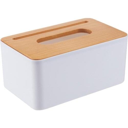 Home Kitchen Wooden Plastic Tissue Box Paper Towel Case Office Napkin Holder