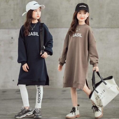 Kids Dresses for Girls Velvet Thicken Girl Dress Winter Teenage Warm Printed Childrens Dress Girls Clothes Mother Daughter