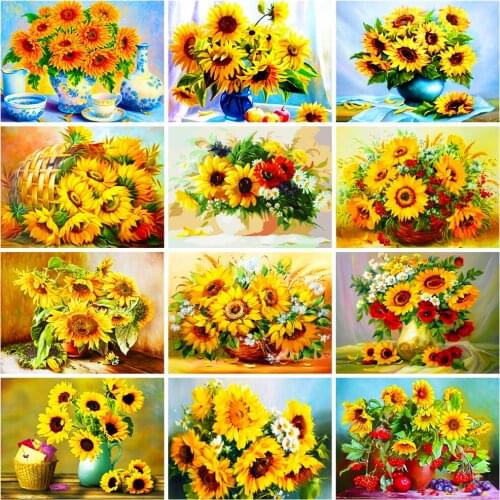 EverShine 5D DIY Diamond Mosaic full square Sunflower Cross Stitch Diamond Painting flower Bead Embroidery Picture Rhinestones