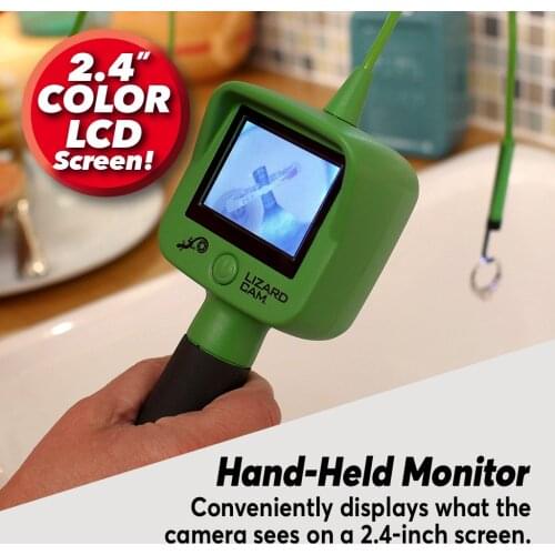 DROPHIP New Hot Flexible Waterproof Lizard Micro-Inspection Camera Hand Held Monitor With LED Cam Light 2.4" Color LCD Screen