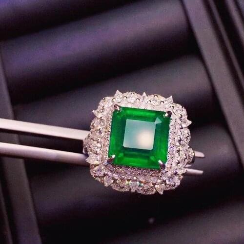 H623 Emerald Ring 4.97ct Pure 18 K Gold Vivid Natural Green Emerald Gemstone Diamond Female Rings for women Fine Ring
