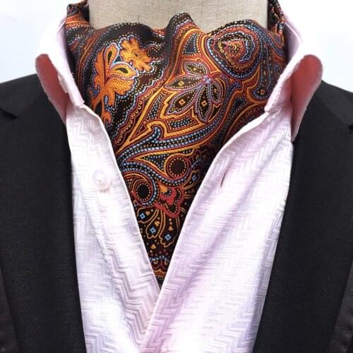 Linbaiway Men Suits Ascot Tie for Man Cravat Ties Floral Paisley Gentlemen Necktie Wedding Party Bridegroom Corbatas Custom Logo