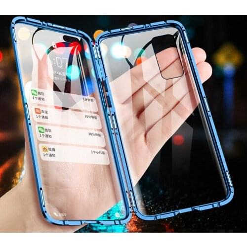 360 Full Magnetic Case For Huawei P40 Lite P40 pro Glass Case For Honor 30 Pro 30S V30 Pro Case Magnet Tempered Glass Cover