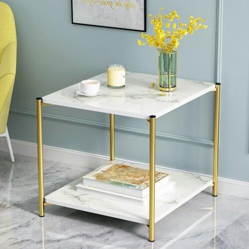 Metal Bedside Coffee Table Nordic Marble Glass Round End Side Table Desk Home Sofa Tables Living Room Light Luxury Side Tables