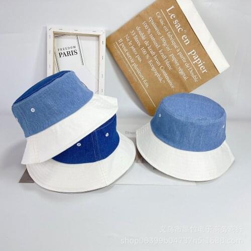 Foldable Washed Denim Bucket Hats Women Fashion Patchwork Fisherman Hat Unisex Bob Caps Hip Hop Gorros Men Panama Bucket Cap