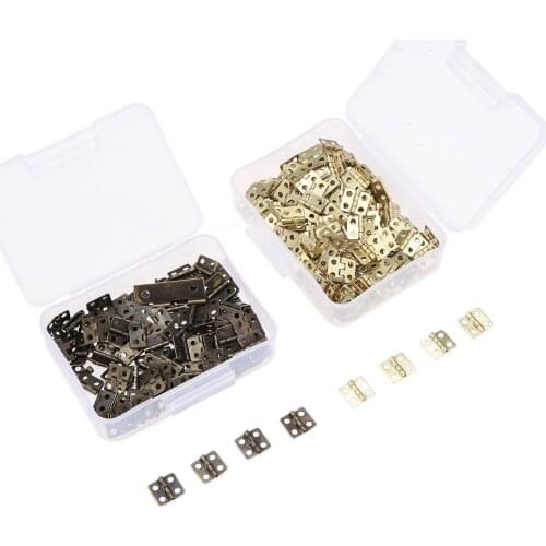 200pcs Iron Mini Cabinet Drawer Door Furniture Butt Hinges Jewelry Boxes Hinges Furniture Hardware +Screws+Storage Box 13*12mm