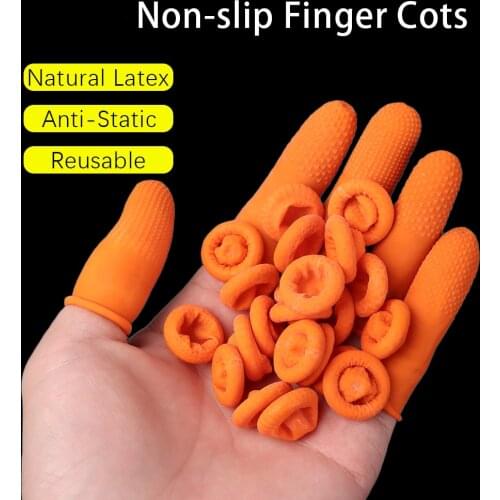 100Pcs Finger Cover Fingertips Cover Natural Rubber Gloves Non-slip Latex Finger Cots Protector Gloves Nail Art Disposable Tool