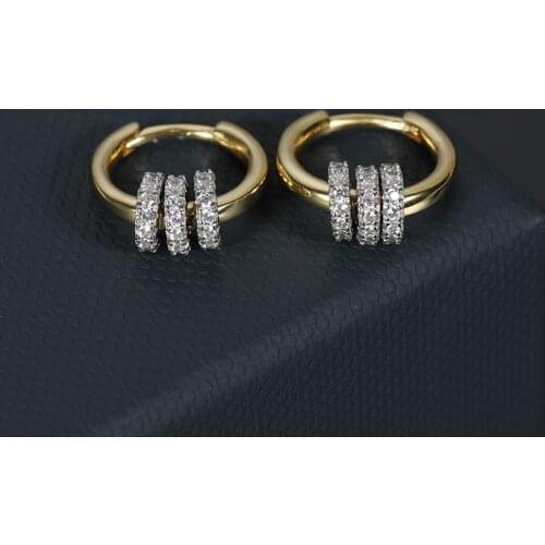 Popular Multi Circle Small Gold Color Zircon Hoop Earrings Engagement Party Jewelry Dangle Earrings Gifts ZK30