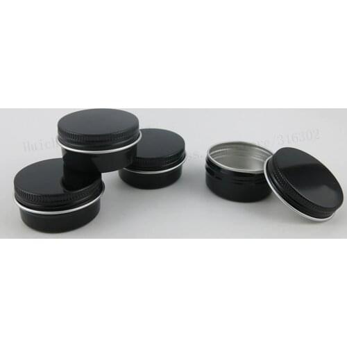 100 x 15g 20g Empty Mini Black Aluminum Cream Jar Pot Nail Art Makeup Lip Gloss Empty Cosmetic Metal Tins Containers