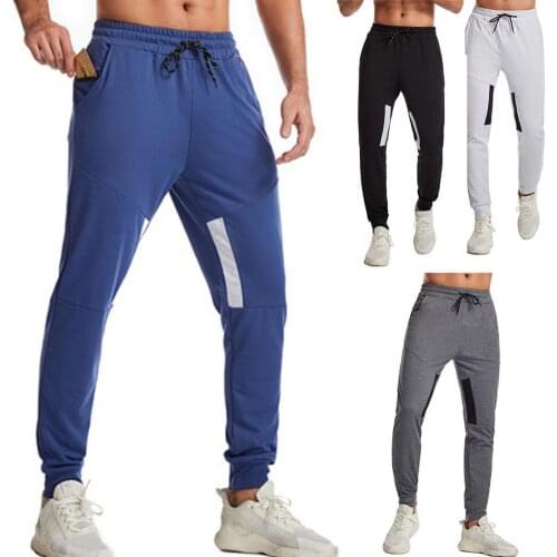 Plus Size Men Pants Elastic Waist Sport Casual Trousers Double Pockets Breathable Male Slim Running Fitness Workout Sweatpants
