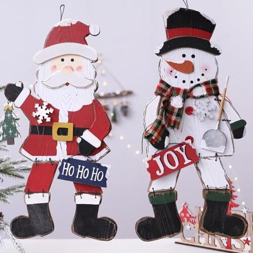 Christmas creative wooden cartoon old man ree Pendant shopping mall window holiday scene Decoration pendant