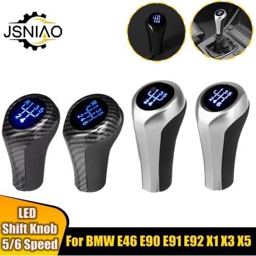 5/6 Speed Manual gear LED Gear Shift Knob LED Backlight Leather Shifter Lever Handle Gear Stick For BMW E46 E90 E91 E92 X1 X3 X5