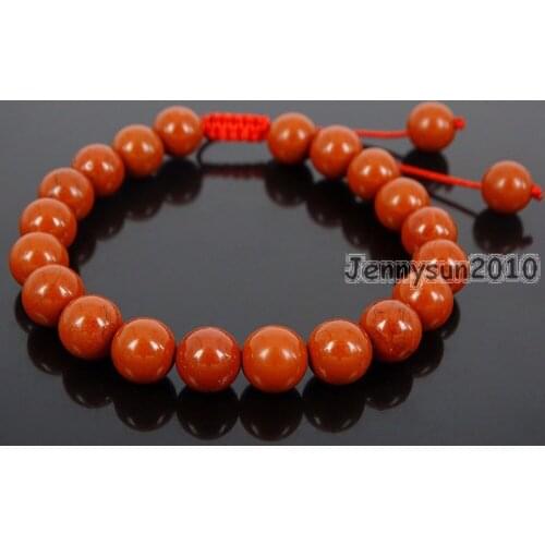Handmade 8mm Adjustable Natural Red Ja-sper Gems Stone Round Beads Bracelet Healing Reiki 5 Strands/Pack