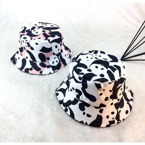 Hat Men Women Panda Double-Sided Wear Bucket Hats Basin Hat Summer Trendy Korean Fashion Student Sun Hat Outdoor Travel Hat