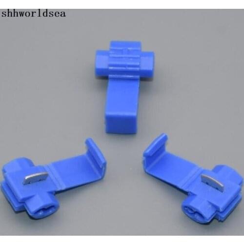 Shhworldsea 100PCS Blue Scotch Lock Quick Splice 18-14 AWG Wire Connector