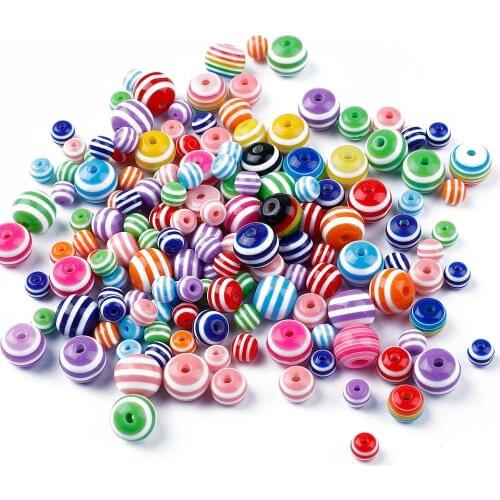 Random Color Oval Evil Eye Resin Beads Round Stripe Spacer Beads Charm for DIY Earring Necklace Bracelet Jewelry Making 6/8/10mm