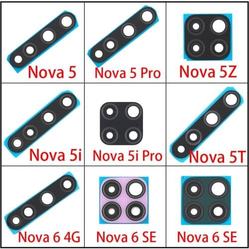 10Pcs/Lot,Camera Glass Lens Back Rear Camera Glass Lens with Glue For Huawei Nova 5T 5 5i 5T 5Z 6 Se 7 Pro Replacement Parts