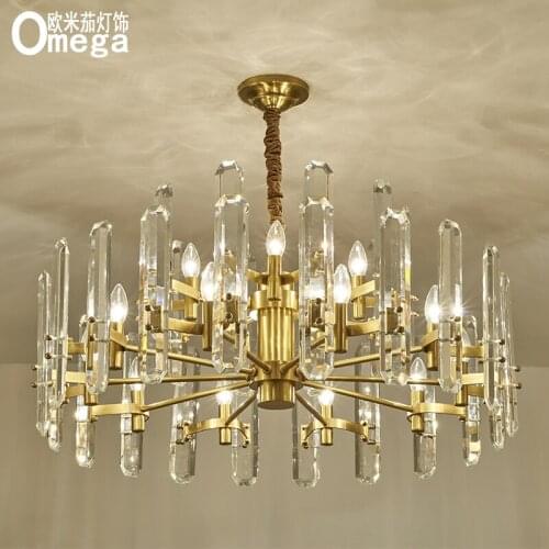 Modern light luxury crystal chandelier living room dining room bedroom copper chandelier villa designer engineering exhibition