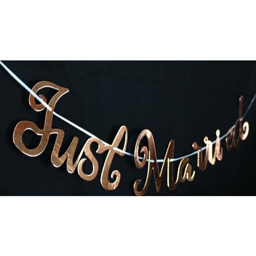 Just Married White Banner Rustic Garland Wedding Table Decoration Vintage Party Events Supplies Mr Mrs Car Decor