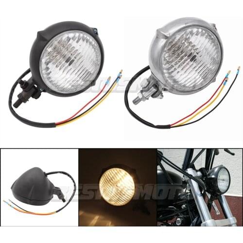 Universal Motorcycle Metal Polished Black Yellow Light Lamp Headlight For Harley Bobber Chopper Honda Yamaha Suzuki Kawasaki