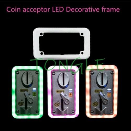 Universal Colorful LED Flash Decorative Front Type Coin Selector/ 12V Illuminate Frame Coin Acceptor For Vending Arcade Machine