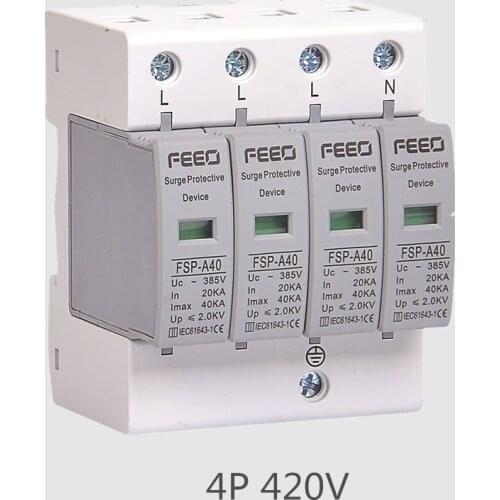 20KA~40KA ~420V 4P AC SPD House Surge Protector Protective Arrester Device Lightning protection