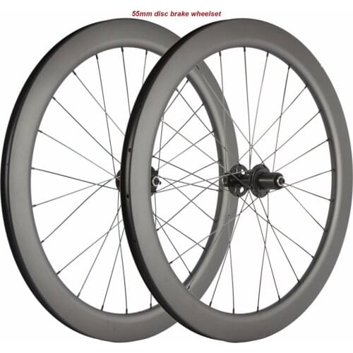 700C Road Disc Brake wheelset SIX BOLTS/CENTER LOCK 55mm Cyclocross Bicycle Wheels Clincher 25mm U shape Carbon Wheelset