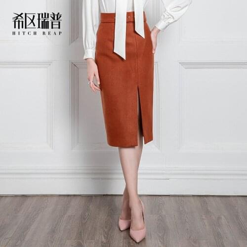 High End Split Skirt Medium Length Retro Skirt Wrap Up Hip Dress