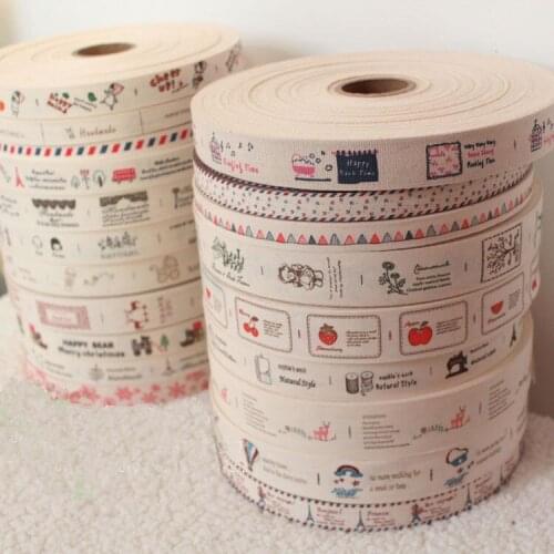 YY DIY 20 Mixed Designs Zakka 100% Cotton Printed Ribbon, 1M of Each Design, Fashion Sewing Labels, DIY non-woven Promotion